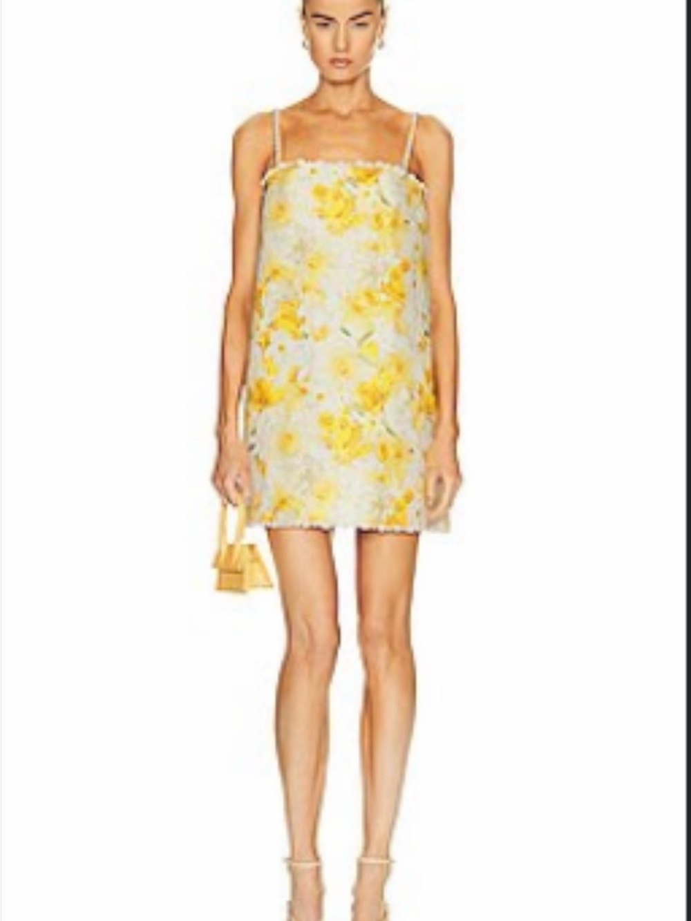 Zimmermann Yellow Floral Spaghetti-Strap Mini Dress